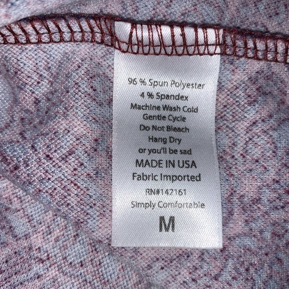 LuLaRoe Cassie Stretchy Pencil Skirt Damask Pattern in Red, Wine and Blue -Size - Picture 5 of 5